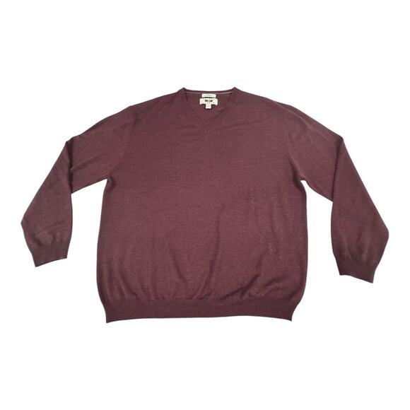 Joseph Abboud Extra Fine Merino Wool V Neck Sweater Mens 2XL Purple Pullover - Picture 1 of 3